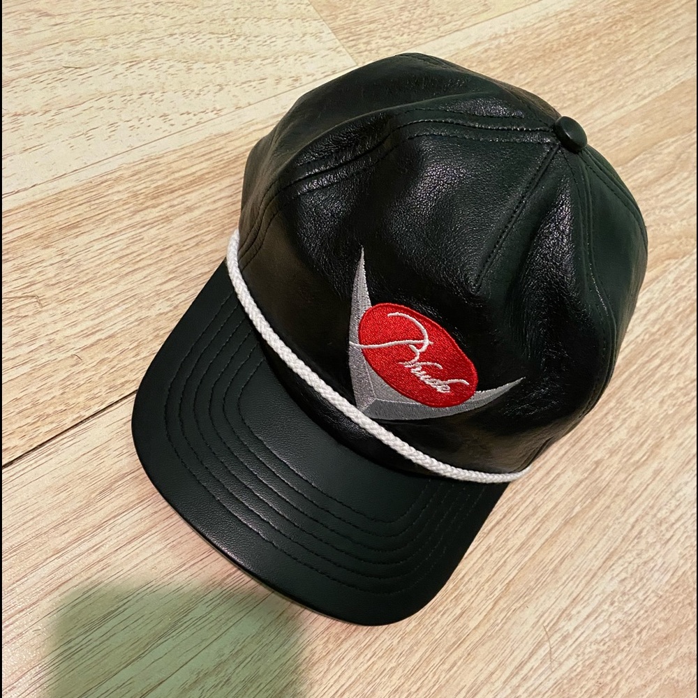 Rhude Black Leather Classic Cap